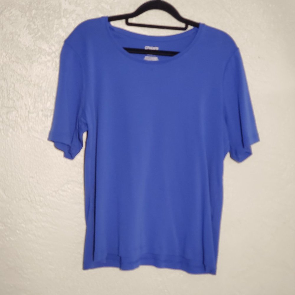 CHICO'S SIZE 2 ULTIMATE BLUE TEE